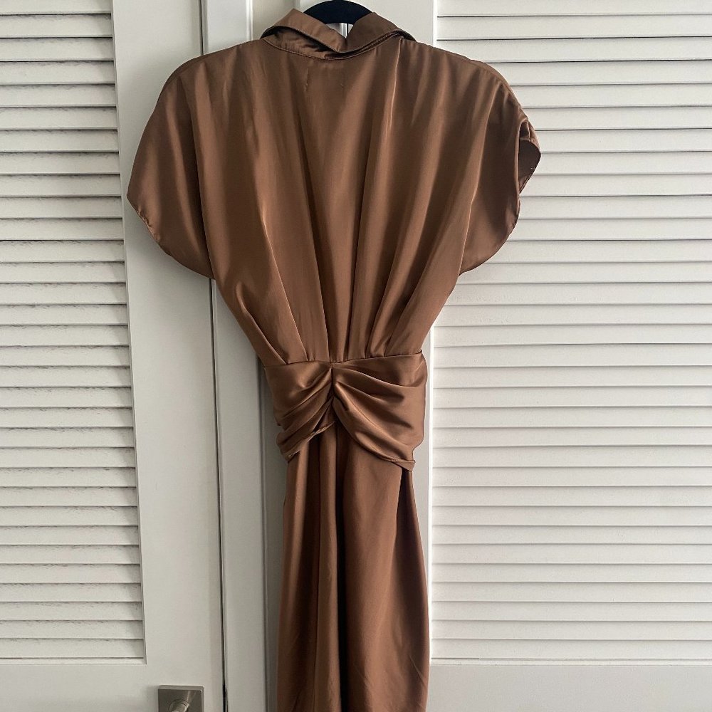 DO+BE Dark Latte Collared Tie Front Midi Dress